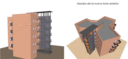 Edificio residencial. Proyecto torre de comunicaciones verticales. Madrid.